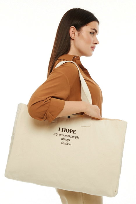 Zoozie Bags Bolsa Tote de Lona Crema